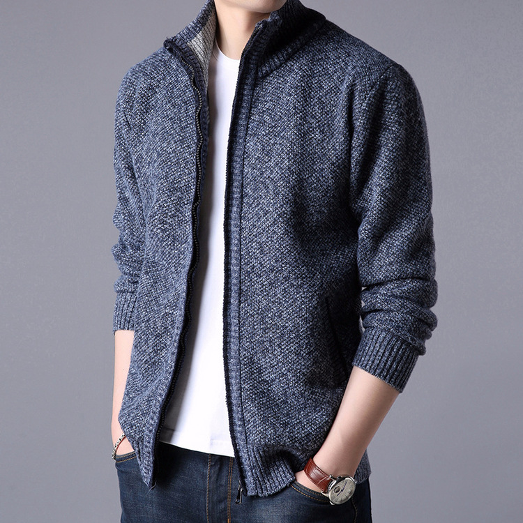2018 Brand Men's Jackets Cashmere Knit Sweater Fashion Youth Solid Color Stand Collar Sweater Jacket Apparel, Dark blue
2018 Brand Men's Jackets Cashmere Knit Sweater Fashion Youth Solid Color Stand Collar Sweater Jacket Apparel, Dark blue