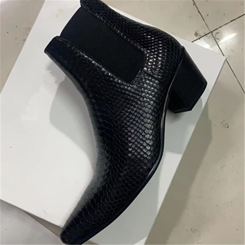 New handmade exclusive cusotmized 6cm heel men genuine leather wedge Boots waytts quality ce Serpentine men BOOTS