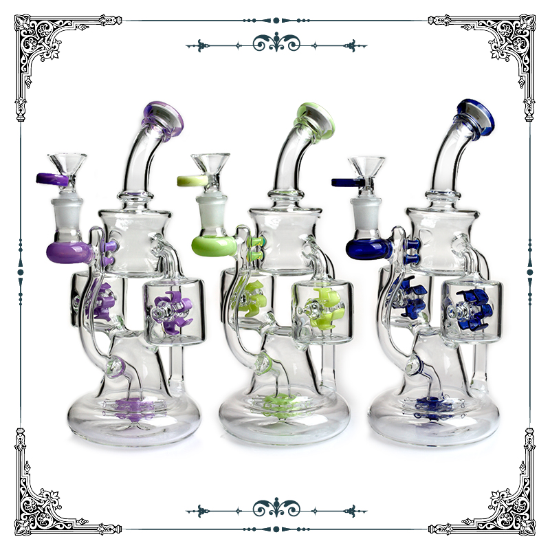 Recycler Bong Oil Rigs Glass Water Pipes Double Rotating Percs Smoking Pipe Dab Oil Rigs Unique Bongs Wholesale 
Recycler Bong Oil Rigs Glass Water Pipes Double Rotating Percs Smoking Pipe Dab Oil Rigs Unique Bongs Wholesale
