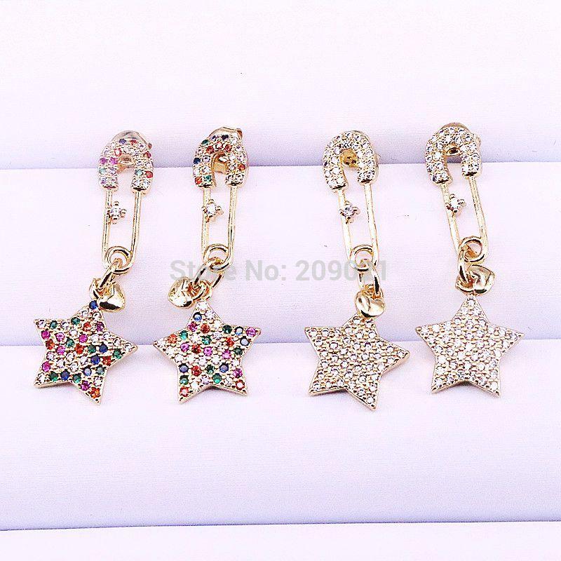 5Pairs New Fashion Cubic Zirconia Jewelry Unique Gold-color Pin Earring Star Dangle Earrings for Women
5Pairs New Fashion Cubic Zirconia Jewelry Unique Gold-color Pin Earring Star Dangle Earrings for Women