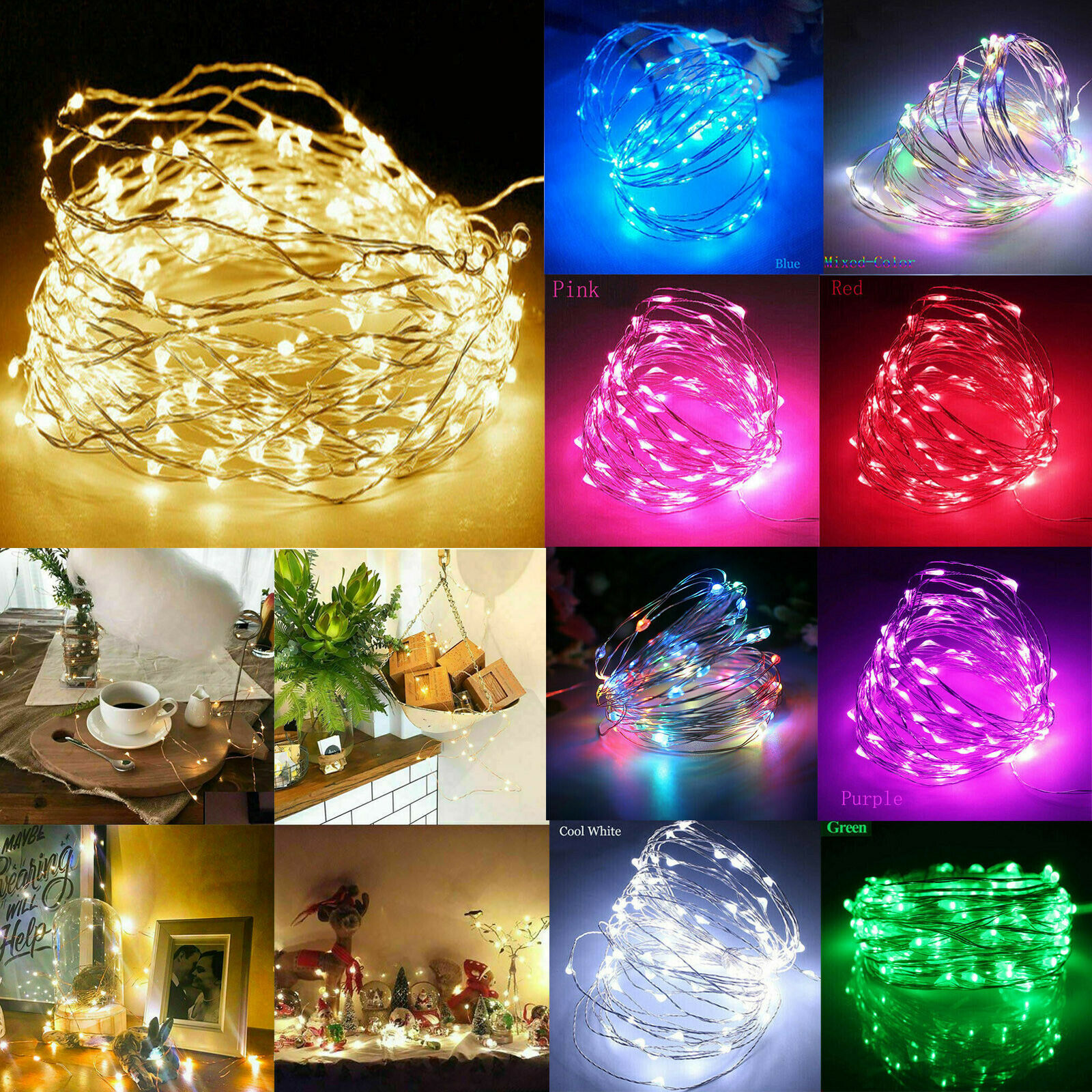 

1M 2M 3M 5M 10M LED String Fairy Lights Battery Operated Copper Wire Chirtmas Party Wedding Decoration