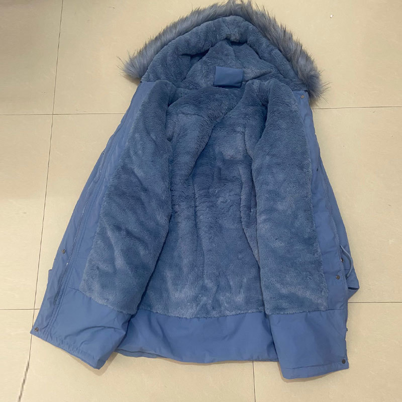 Hooded Fur Collar Thick Warm Winter Jackets Coats Womens Wool Liner Long Down Parkas Winter Plus size Jacket Women Snow Coat 201007