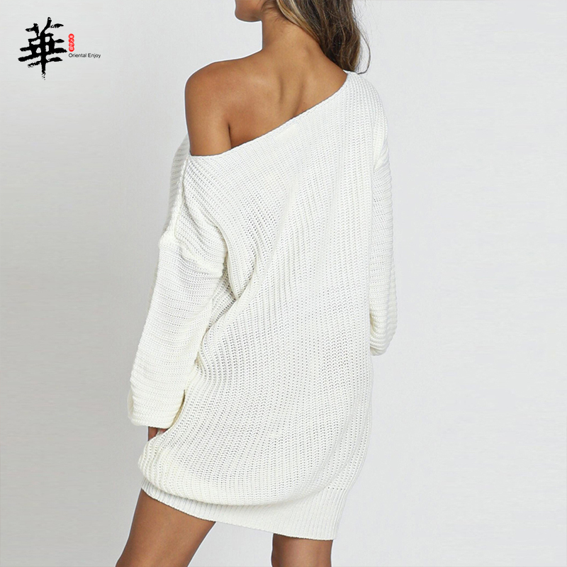 Knitted Sweater Dress White Long Sleeve Dress Winter Fall Women Clothing Lantern Woman Sexy Mini 201029