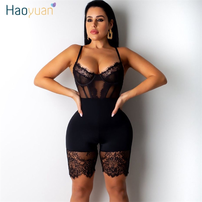 HAOYUAN Sexy Sheer Lace Patchwork Spaghetti Strap Playsuit Women Fashion Rompers Night Club Outfit Bodysuit Shorts Jumpsuit Y200422, Blue
HAOYUAN Sexy Sheer Lace Patchwork Spaghetti Strap Playsuit Women Fashion Rompers Night Club Outfit Bodysuit Shorts Jumpsuit Y200422, Blue
