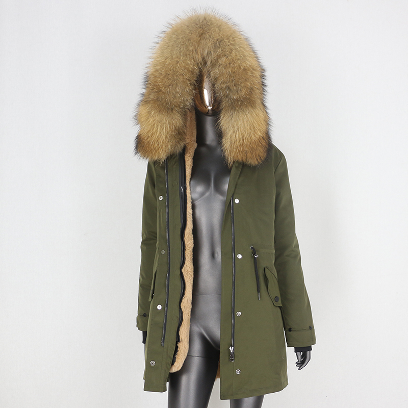 BLUENESSFAIR Waterproof Long Parka Winter Jacket Women Coat Real Natural Fox Raccoon Fur Hood Outerwear Streetwear Fashion 201019