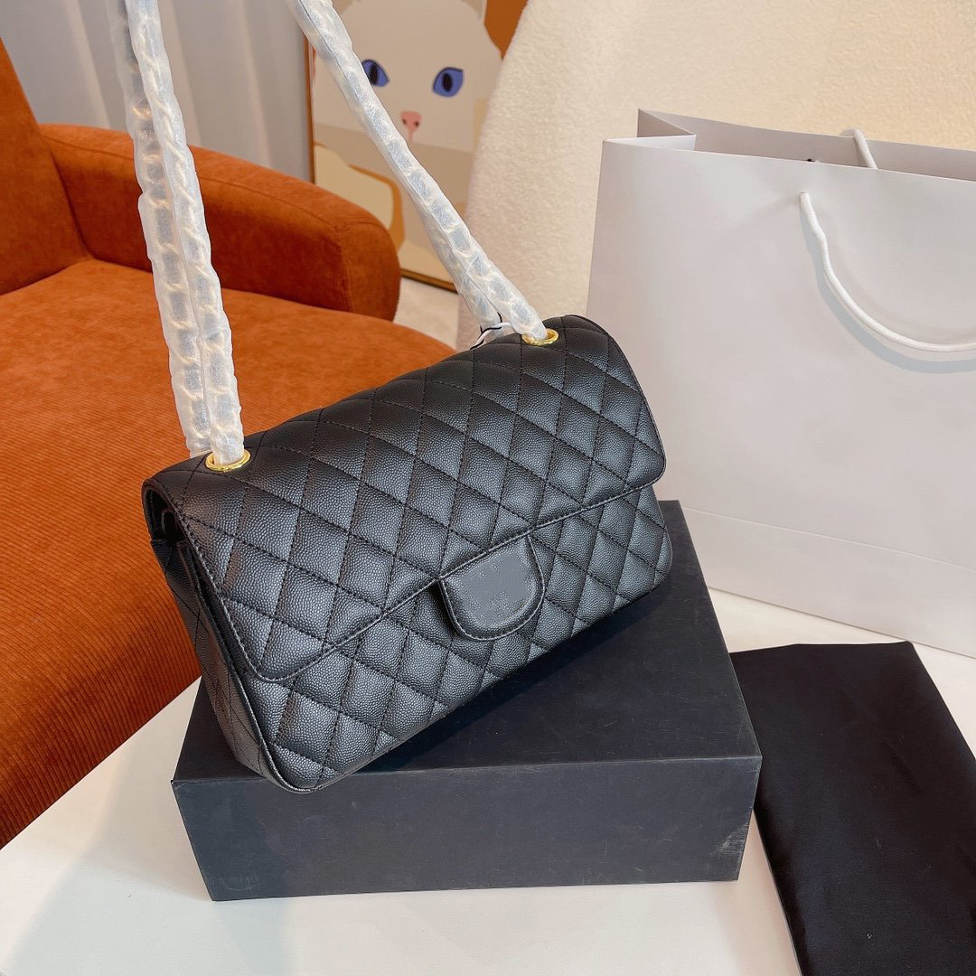 25CM Classic Rectangular Caviar Calfskin Flap Bags Quilted Genuine Leather Gold Matelasse Chain Croosbody Shoulder Luxury Designer Handbag Totes, Box
25CM Classic Rectangular Caviar Calfskin Flap Bags Quilted Genuine Leather Gold Matelasse Chain Croosbody Shoulder Luxury Designer Handbag Totes, Box
