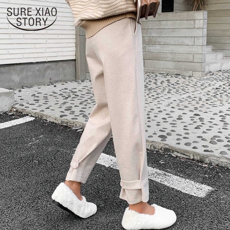 Autumn and Winter Loose Pants High Waist Broad Legs Straight Ankle-length Plus Size Pants Harem Pants Trousers 6997 50 201228