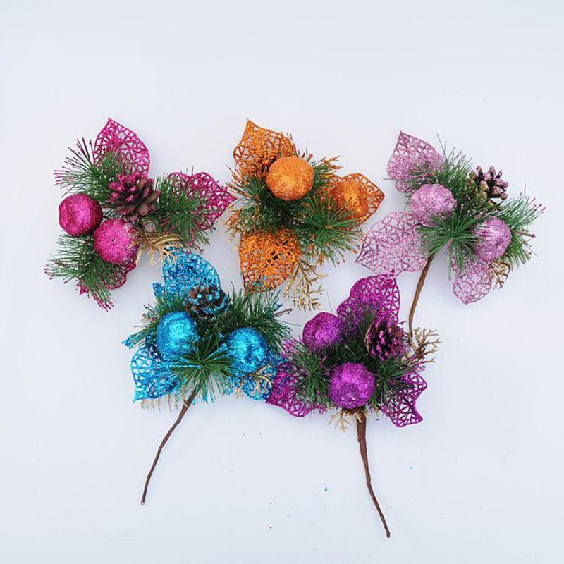 Christmas Decorations 10pcs Cuttings Artificial Sequins Pine Branch Cone Glitter Poinsettia Home Ornament Festival Tree Decor Party Supplies
Christmas Decorations 10pcs Cuttings Artificial Sequins Pine Branch Cone Glitter Poinsettia Home Ornament Festival Tree Decor Party Supplies