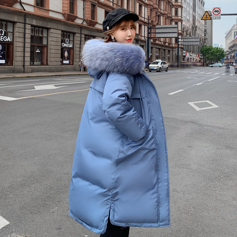 women double two sides with fur collar long parka hooded printed winter fashion coats casual thick warm female jacket 201019
