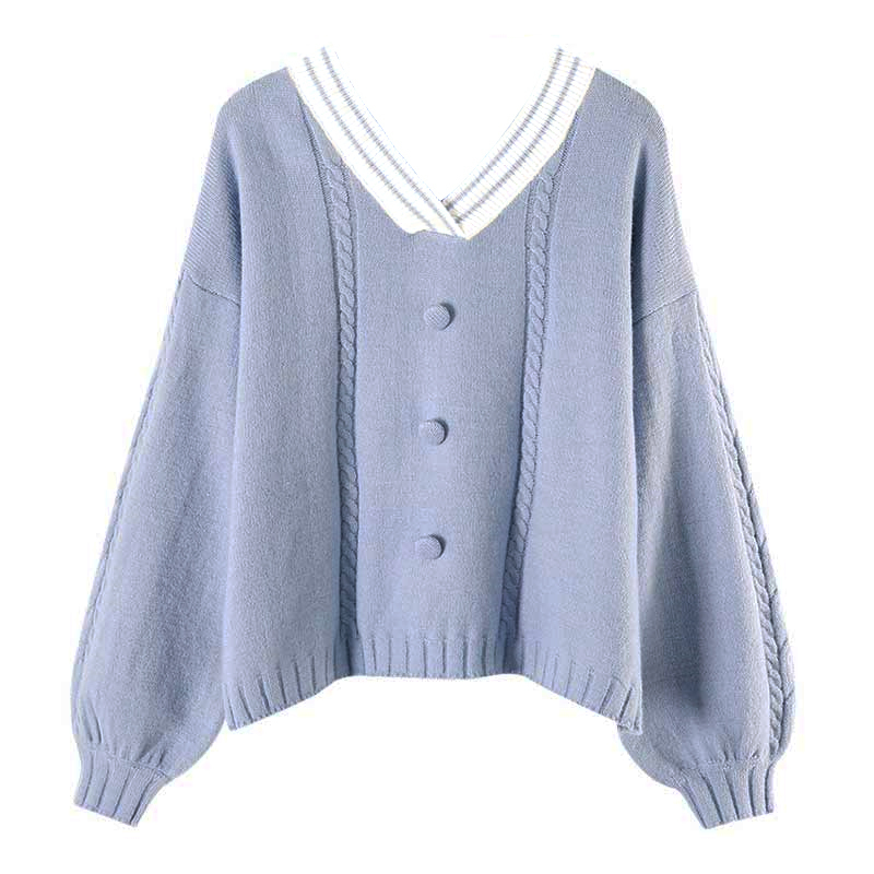 syiwidii oversize sweater women harajuku pullovers V-Neck knitted winter clothes women casual sweet preppy style korean top 201222