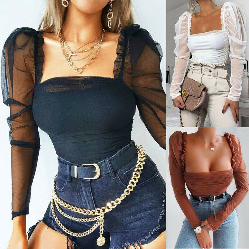 New Women Sexy T Shirt Casual Top Solid Mesh Patchwork Shirt Puff Sleeve Ruched Top Black White Streetwear
New Women Sexy T Shirt Casual Top Solid Mesh Patchwork Shirt Puff Sleeve Ruched Top Black White Streetwear