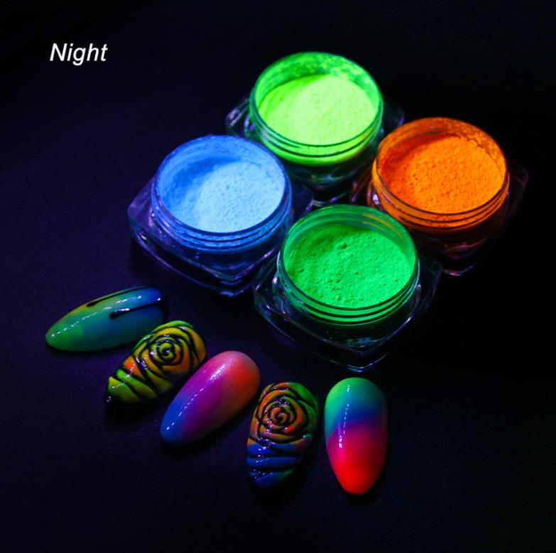 Nail Glitter Art & Salon Health Beauty 1 Box Fluorescent Bk Glow In The Dark Powder Colorf Polish Chrome Dust Pigment Drop Delivery Pa0