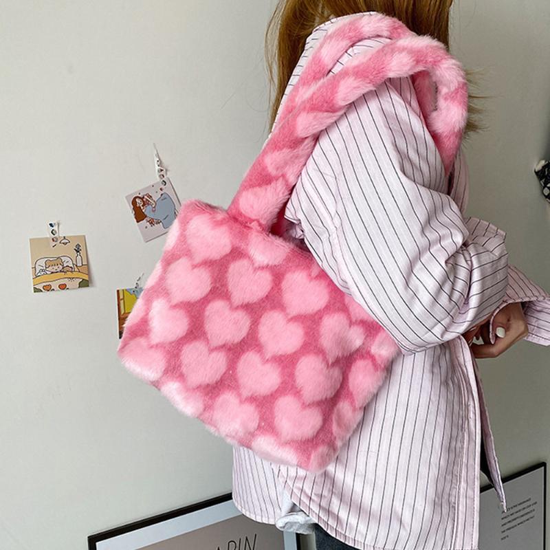 High Capacity Fluffy Shoulder Bag For Women Leopard Zebra Print Underarm Bags Love Heart Pattern Soft Plush Warm Fur Tote Bags, Zebra brown
High Capacity Fluffy Shoulder Bag For Women Leopard Zebra Print Underarm Bags Love Heart Pattern Soft Plush Warm Fur Tote Bags, Zebra brown