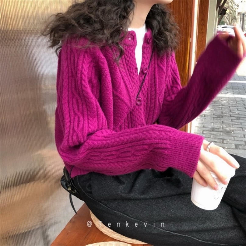 autumn lazy wild Korean knit sweater cardigan women loose outer jacket short style thickening trend 201222