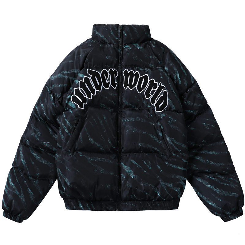 winter mens jacket coats Hip Hop Zipper Thick Jackets Men Fashion Casual zebra printing Embroidered letters streetwear tops 201214
