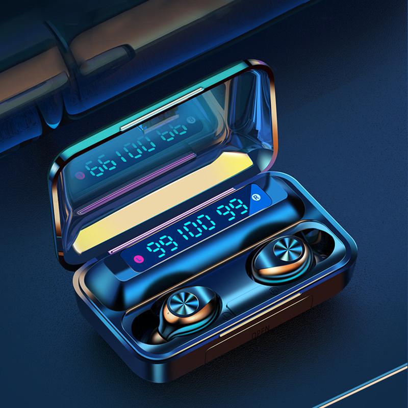 F9 tws wireless bluetooth headphones V5.0 Touch earphones LED Display sport Earbuds With 2000mah Power Bank Mic gaming headset, Black
F9 tws wireless bluetooth headphones V5.0 Touch earphones LED Display sport Earbuds With 2000mah Power Bank Mic gaming headset, Black