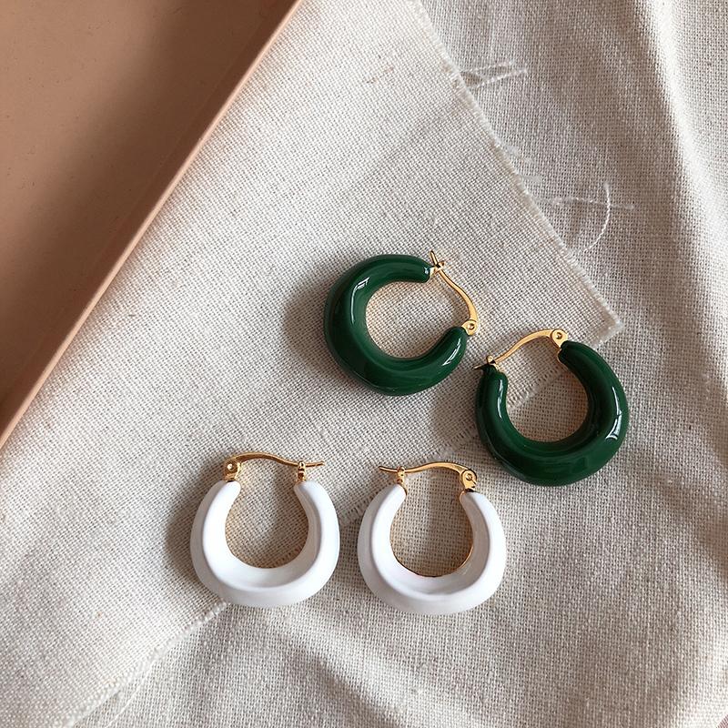 SRCOI Vintage Irregular C Shape Circle Dripping Oil Metal Geometric Hoop Earrings White Green Color Enamel Earrings For Women
SRCOI Vintage Irregular C Shape Circle Dripping Oil Metal Geometric Hoop Earrings White Green Color Enamel Earrings For Women