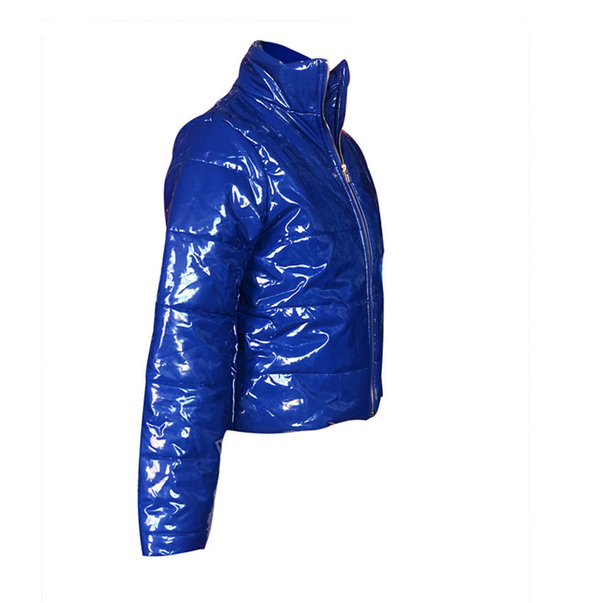 Wjustforu Winter warm Pu Parka Jacket Women Leather Long Sleeve Tops Bubble Coat Outerwear Pius Size S-xxxl Bodycon Outwear Slim 201027
