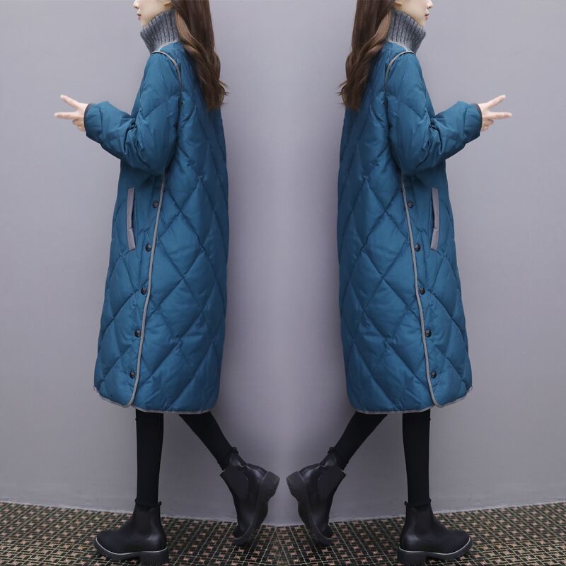 2021 New Autumn and new winter down quilted mid-length light on the knee cotton female jacket, Black
2021 New Autumn and new winter down quilted mid-length light on the knee cotton female jacket, Black