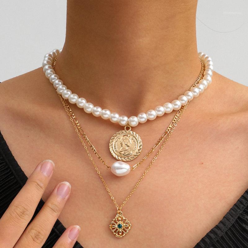 DIEZI Multilayer Bohemian Carved Coin Human Head Pendant Necklaces Imitation Pearl Collar Choker Necklace for Women Jewelry1 
DIEZI Multilayer Bohemian Carved Coin Human Head Pendant Necklaces Imitation Pearl Collar Choker Necklace for Women Jewelry1