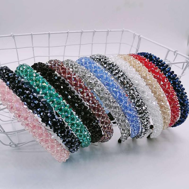 Fashion Hair Sticks Shiny Rhinestone Crystal Hair Band for Women Girl Head Hoop Fashion Hair Accessories Headwear 12 Colors