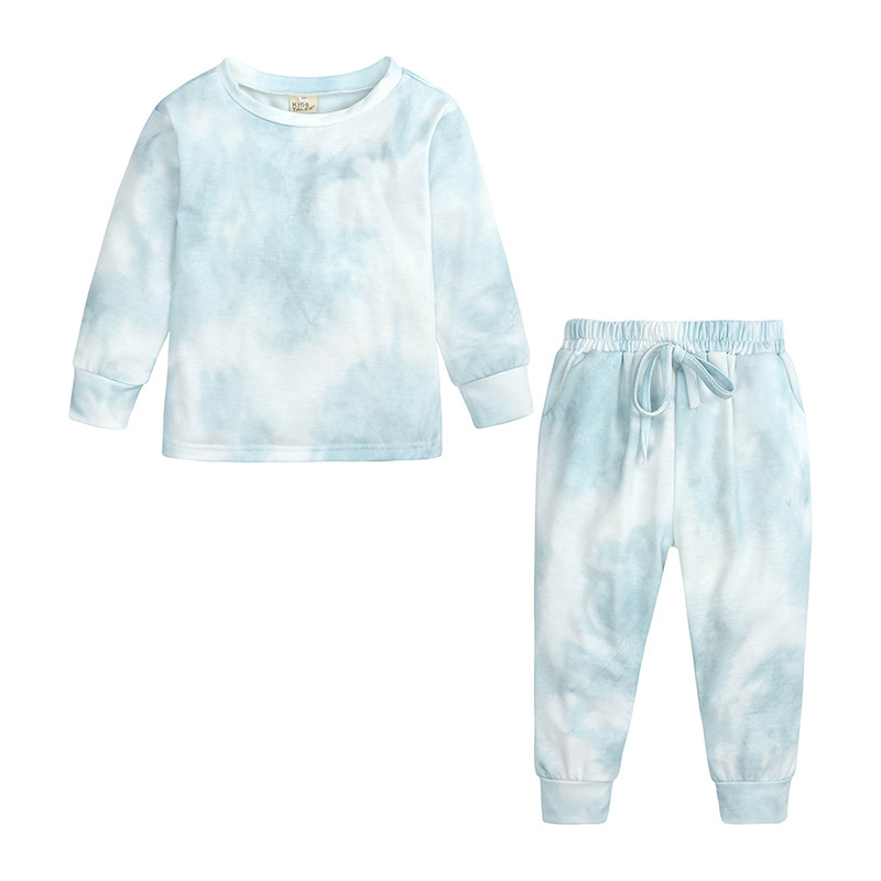 LZH 2020 New Autumn Baby Girl Clothes Set Tie-Dye Printing Children's Tracksuit Fashion Long Sleeve Trousers 2Pcs Suit 3-8 Years Y1106