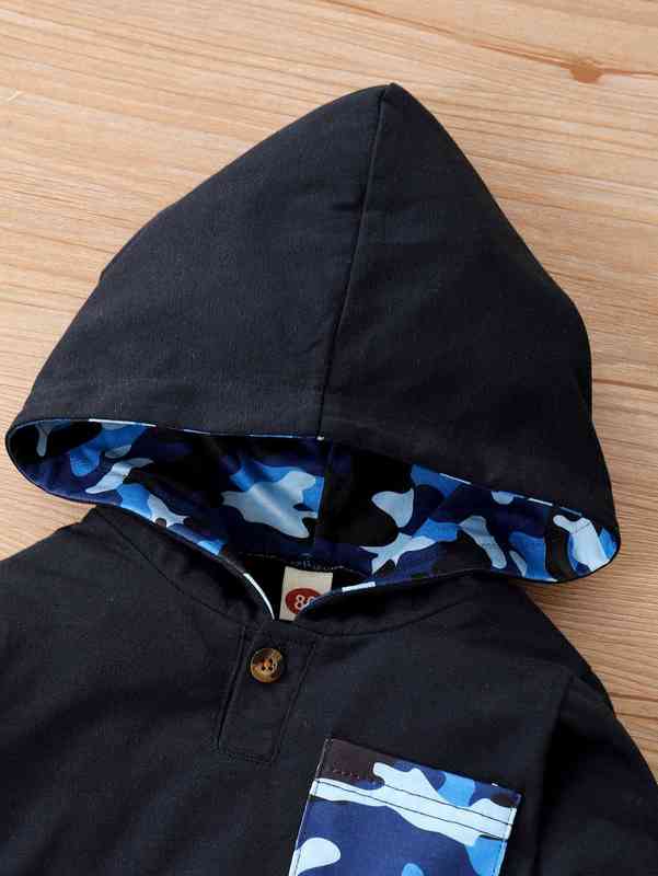 Baby Camo Print Patched Pocket Hoodie & Sweatpants SHE