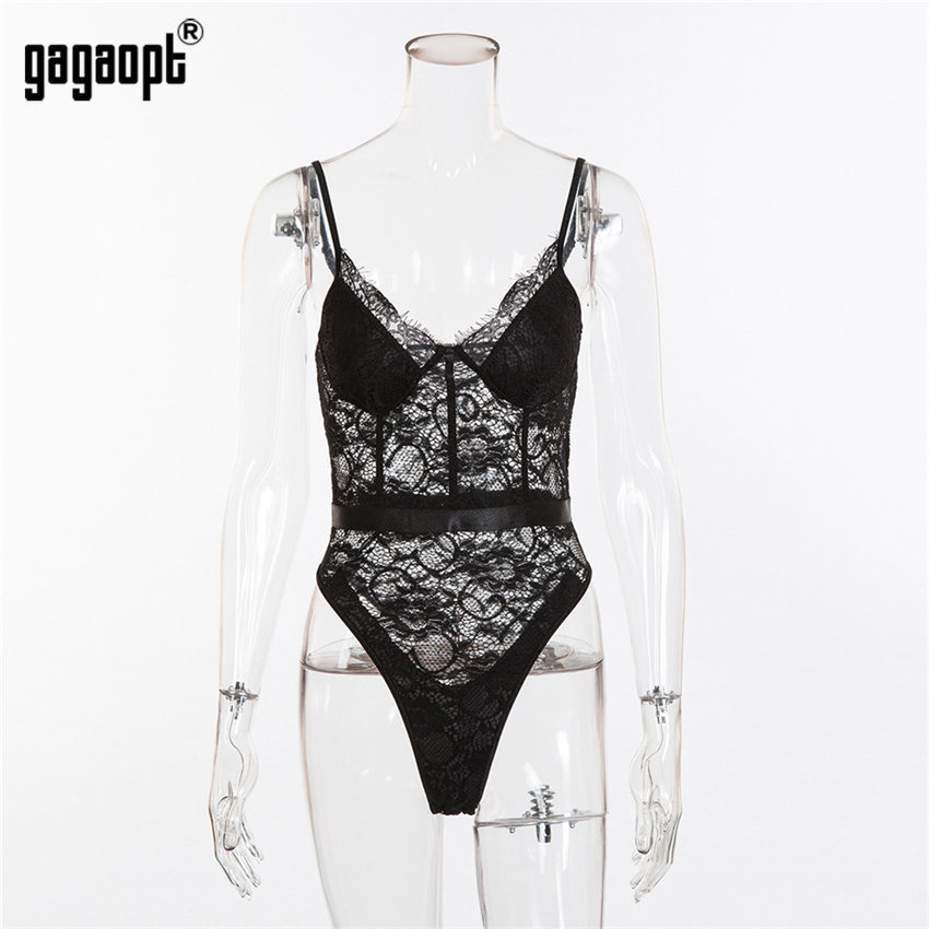 Gagaopt Summer Lace Bodysuit Women Hollow Out Bodycon Sexy Bodysuit Jumpsuit Overalls Streetwear T200116