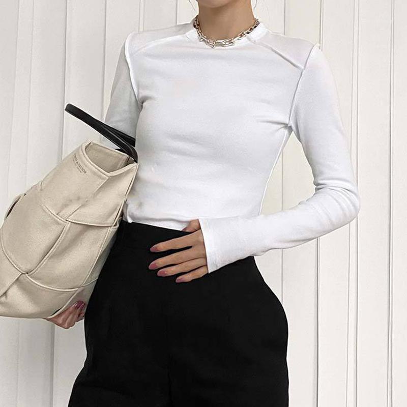 Slim White Tops For Women O Neck Long Sleeve Elastic Solid Minimalist T Shirt Female 2020 Autumn Fashion New Tide1
Slim White Tops For Women O Neck Long Sleeve Elastic Solid Minimalist T Shirt Female 2020 Autumn Fashion New Tide1