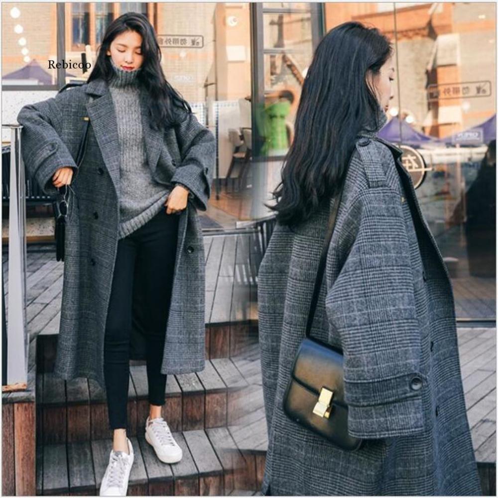 Autumn Plaid Woolen Coat New Fashion Causal Turndown Collar Loose Thick Women Winter Coats Female, Dark grey
Autumn Plaid Woolen Coat New Fashion Causal Turndown Collar Loose Thick Women Winter Coats Female, Dark grey