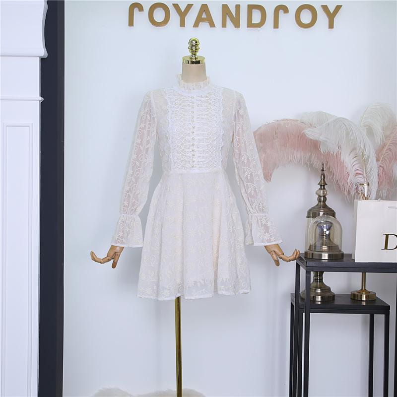 2020 new trumpet sleeve round neck embroidered flower high waist mesh mesh dress 1018, Beige
2020 new trumpet sleeve round neck embroidered flower high waist mesh mesh dress 1018, Beige