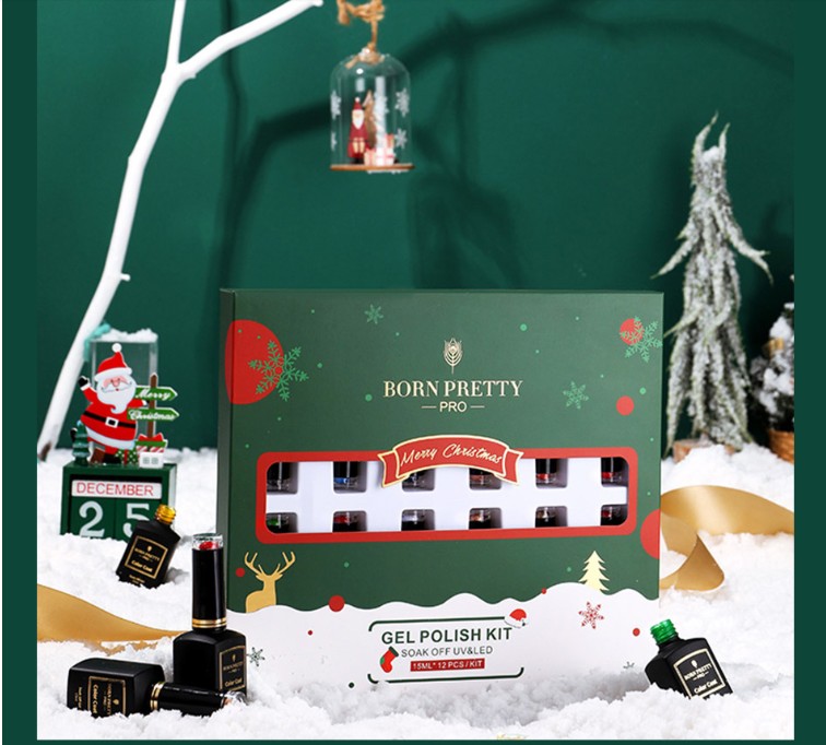 Nail Art Kits BORN PRETTY PRO 12 Pcs/Set 15ml Christmas Collection Gel Polish Red Blue Gold Silver Colors UV For