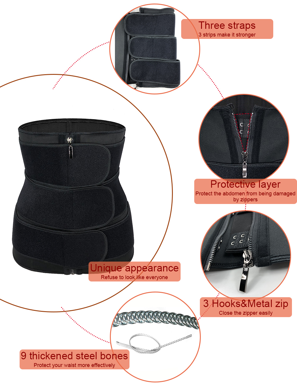 Slim Belt for Woman Corset Trimmer Cincher Body Shaper Belt Slimming Waist Trainer Bodi Shaper Shapewear 3 Strap Long Torso LJ200917