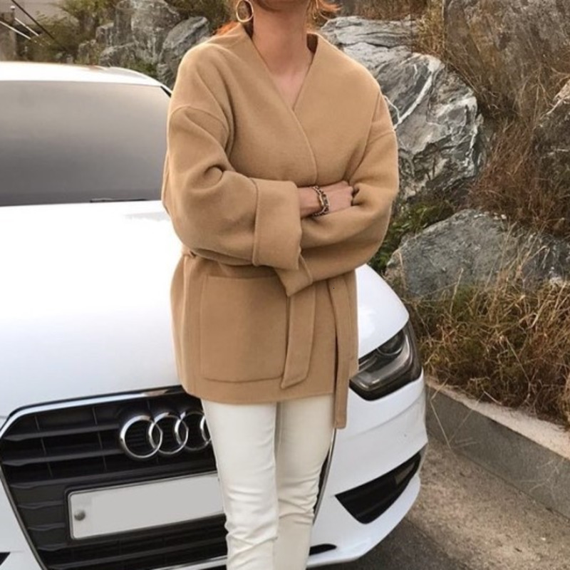 EWQ Autumn Winter Minimalist Full Sleeve Thick Warm Woolen Coat Korea Style Plus Size Trend Coat Feminino 16N-a164 201222