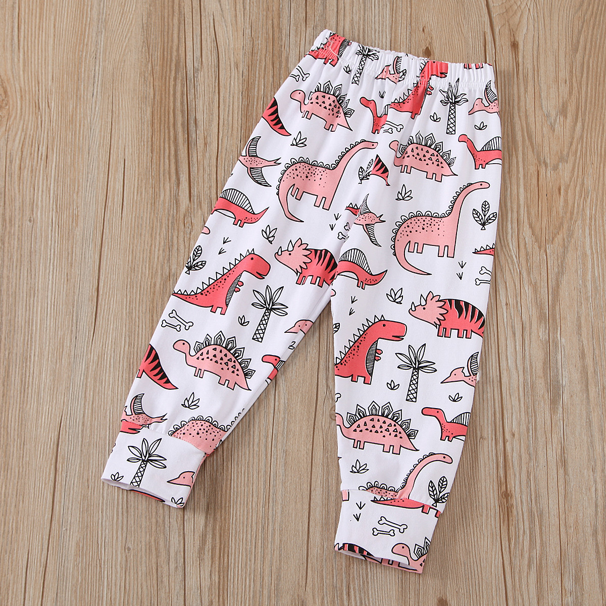 2020 Fall Spring Toddler Baby Girls Dinosaur Print Clothing Set Children Round Neck Long Sleeve Sweatshirt + Pants 0-4T Outfits Y1107