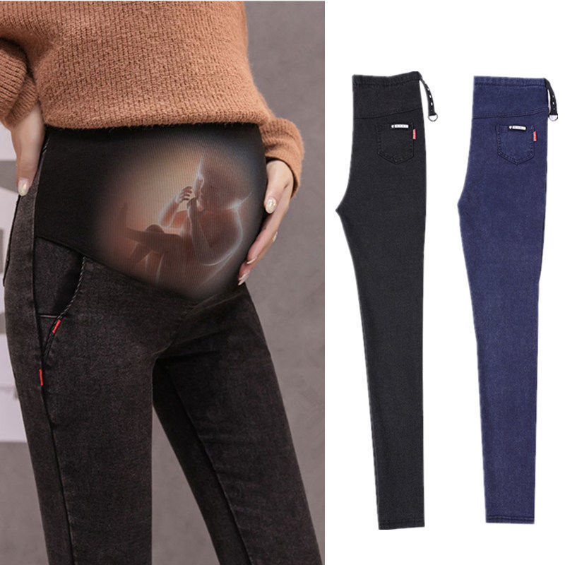 M-3XL Winter Warm Maternity Jeans for Pregnant Women Pregnant Pants Pregnancy Clothes Spring Summer Maternity Pant Plus Size LJ201114