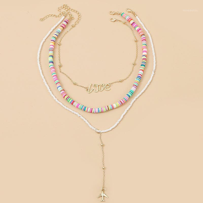 3 Pcs/Set Beach Style Women's Boho Multicolor Polymer Clay White Glass Beaded Necklace Fashion Letter Aircraft Pendant Necklace1
3 Pcs/Set Beach Style Women's Boho Multicolor Polymer Clay White Glass Beaded Necklace Fashion Letter Aircraft Pendant Necklace1