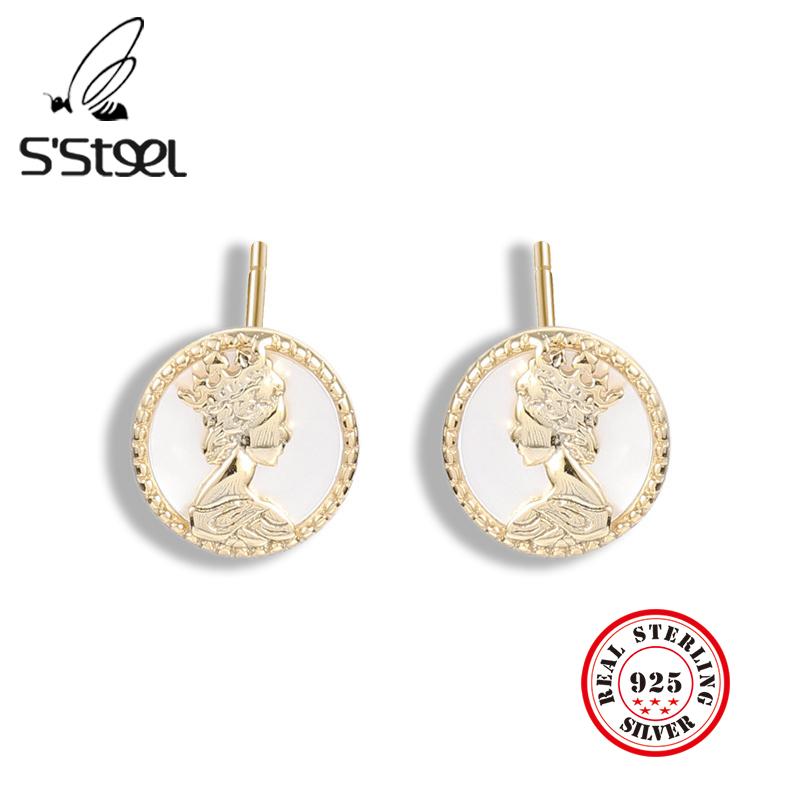Stud S'STEEL Korean Earrings For Women 925 Sterling Silver Earring White Shell Personalized Portrait Gold Earings Fine Jewellery
Stud S'STEEL Korean Earrings For Women 925 Sterling Silver Earring White Shell Personalized Portrait Gold Earings Fine Jewellery