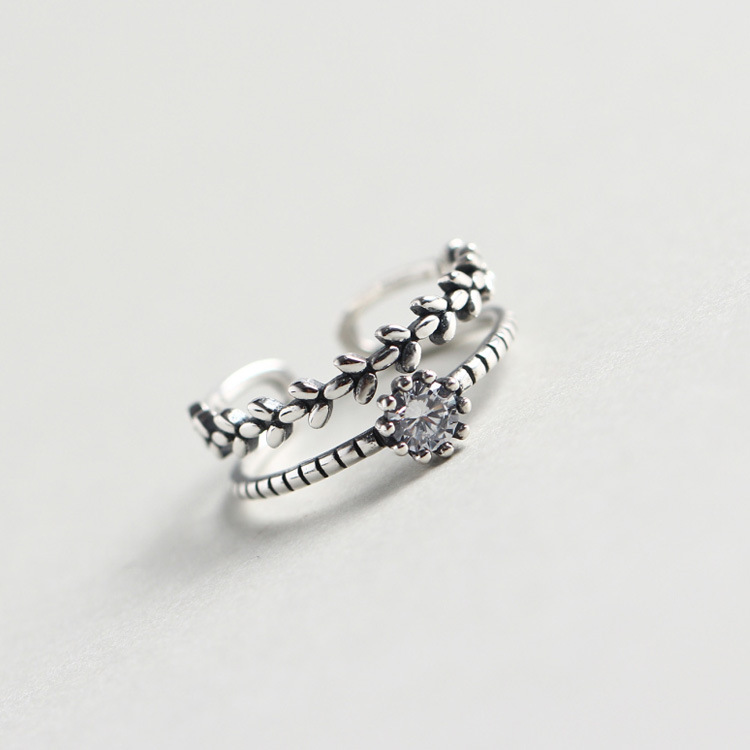 New design 925 sterling silver vintage jewelry antique silver minimalism handmade designer women's adjustable rings flower leaves open rings