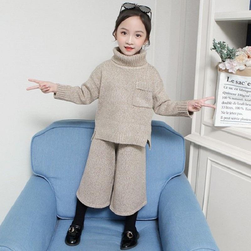 Girls' Sweater And Wide-Leg Pants Set Two-Piece Suit Fashion Bottoming Shirt Children's Autumn And Winter Clothing, Gray
Girls' Sweater And Wide-Leg Pants Set Two-Piece Suit Fashion Bottoming Shirt Children's Autumn And Winter Clothing, Gray