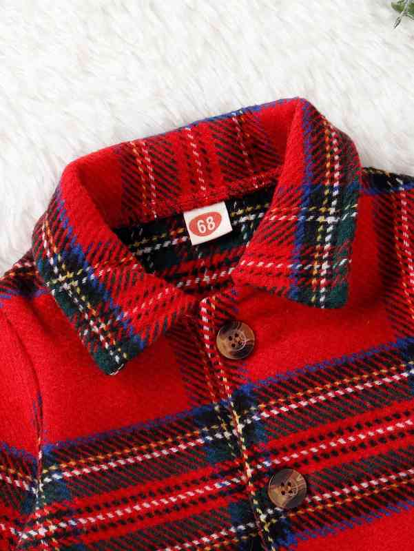 Baby Tartan Slant Pockets Coat SHE