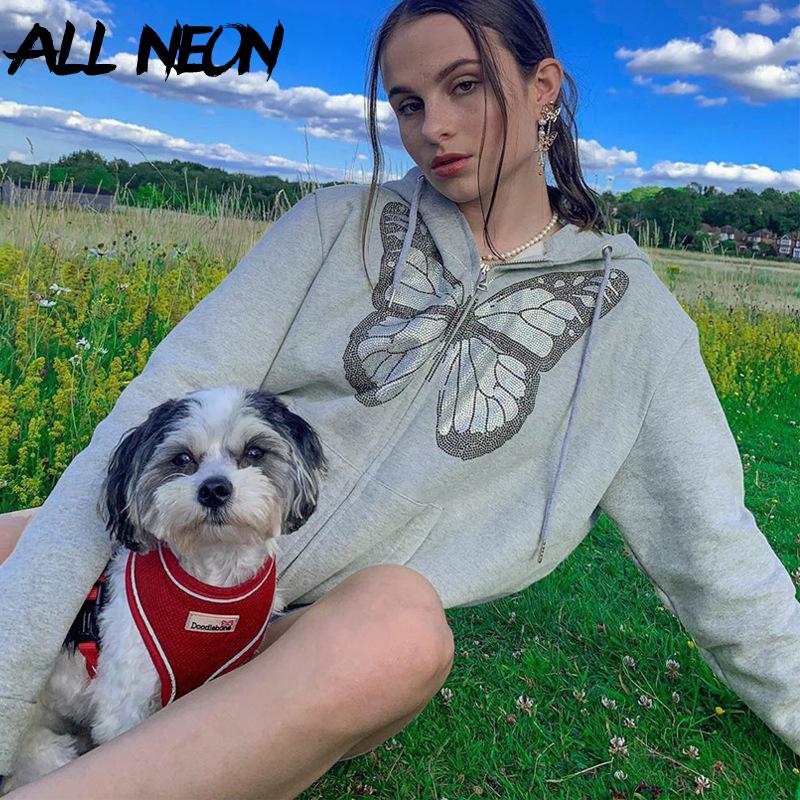 ALLNeon Y2K Fashion Oversized Butterfly Graphic Rhinestone Zip Up Hoodies E-girl 90s Streetwear Diamond Grey Long Jacket Autumn, Black
ALLNeon Y2K Fashion Oversized Butterfly Graphic Rhinestone Zip Up Hoodies E-girl 90s Streetwear Diamond Grey Long Jacket Autumn, Black