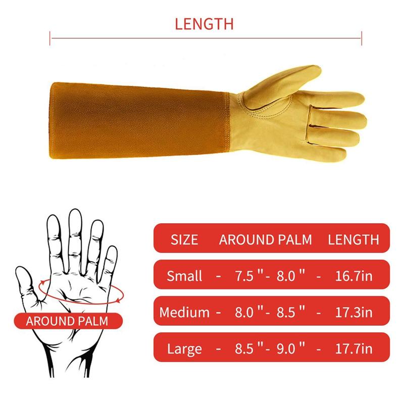 Gardening Gloves for Women and Men Thron Proof Rose Pruning Goatskin Gloves with Long Forearm Protection Gauntlet6050452