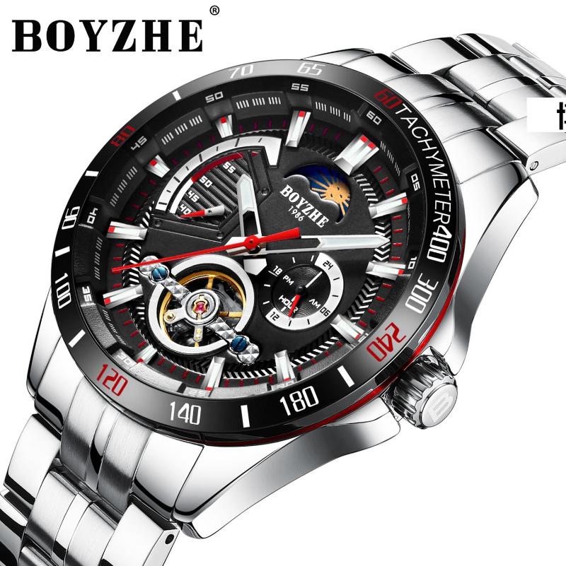 Wristwatches BOYZHE Automatic Mechanical Watches Men Luxury Sport Wristwatch Waterproof Business Tourbillon Watch Man Luminous Montre Homme, Wl024-
Wristwatches BOYZHE Automatic Mechanical Watches Men Luxury Sport Wristwatch Waterproof Business Tourbillon Watch Man Luminous Montre Homme, Wl024-