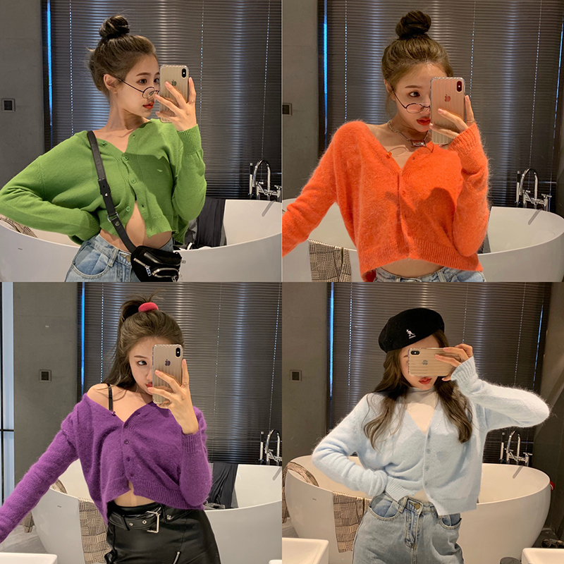 5 colors korean style thin V neck knitted sweaters cardigan womens sun protection long sleeve tops womens (R88887) 201109