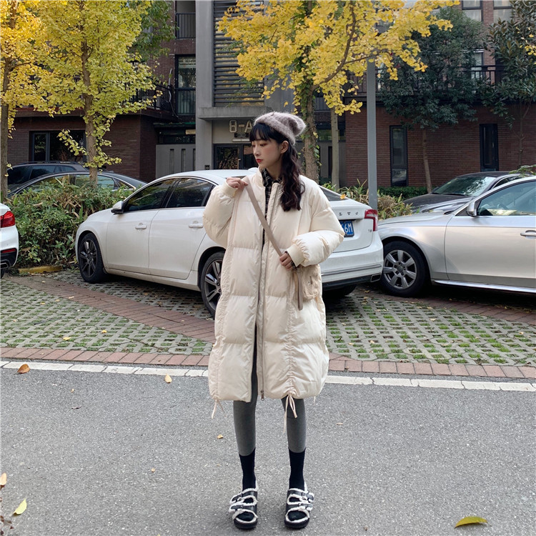 Down cotton padded jacket thickened winter hooded long sleeve thickened medium long fashionable casual padded jacket 201019