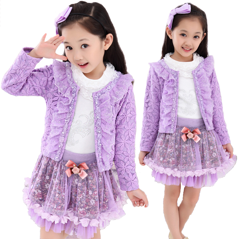 Hot Baby Girl Dress Spring Burst Evening Dress Princess Lace Sexy Dress Three Sets Baby Girl Clothes Birthday Day GiftX1019
