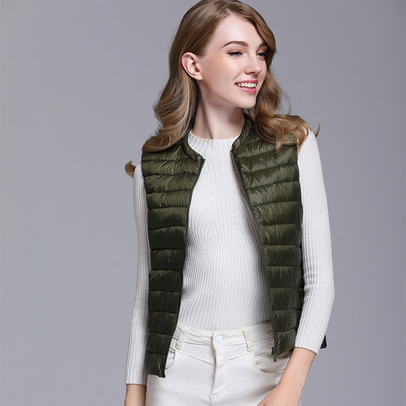 Fitaylor New Women 90% White Duck Down Vest Women Ultra Light Duck Down Vest Jacket Autumn Winter Round Collar Sleeveless Coat 201030