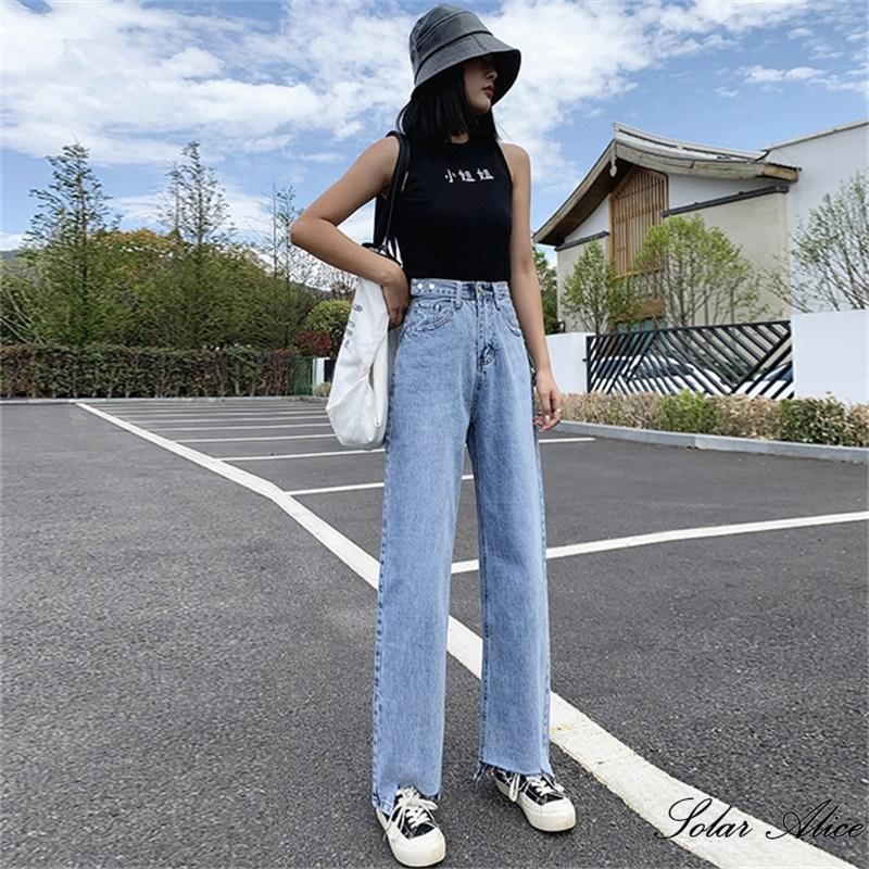 Free shipping 2020 women's autumn new high-waisted wide-leg jeans loose and irregular straight leg pants, Blue
Free shipping 2020 women's autumn new high-waisted wide-leg jeans loose and irregular straight leg pants, Blue