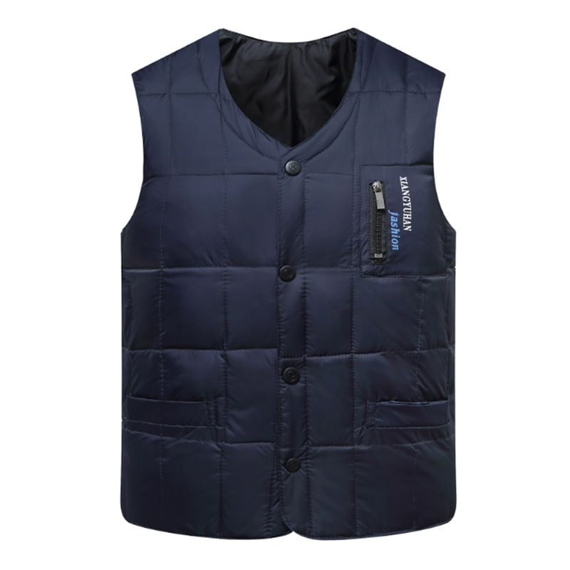 80% White Duck Down Vest Men Autumn Winter Warm Sleeveless V-neck Button Down Bodywarmer Waistcoat Thick Slim Casual Male Vest 201223